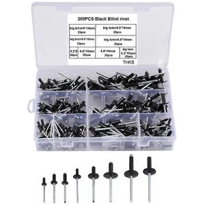 Unbranded (As show, One size) (black) 200pcs Large Flange Aluminum Blind Rivets (3.2/4/5mm Unbranded (As show, One size) (black) 200pcs Large Flange Aluminum Blind Rivets (3.2/4/5mm