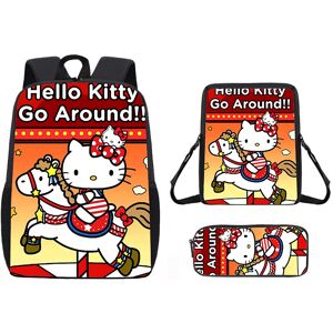 Gaatpot (19, 3-piece Set) 3D Hello Kitty Cute Kitty Backpack for Elementary and Middle S Gaatpot (19, 3-piece Set) 3D Hello Kitty Cute Kitty Backpack for Elementary and Middle S