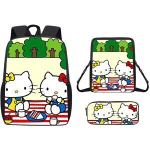 Gaatpot (18, 3-piece Set) 3D Hello Kitty Cute Kitty Backpack for Elementary and Middle S Gaatpot (18, 3-piece Set) 3D Hello Kitty Cute Kitty Backpack for Elementary and Middle S
