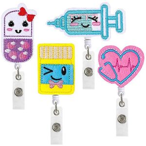 Unbranded (As show, One size) Badge Holder Reel, 4pcs Badge Holders with Retractable Clip, Unbranded (As show, One size) Badge Holder Reel, 4pcs Badge Holders with Retractable Clip,