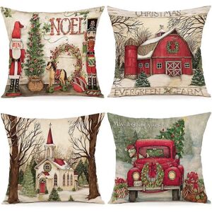 Unbranded (As show, One size) Christmas Cushion Cover 45x45 Set of 4 Decorative Christmas Unbranded (As show, One size) Christmas Cushion Cover 45x45 Set of 4 Decorative Christmas