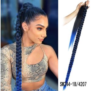 Unbranded (As show, One size) 80cm Black Plus Blue Long Braided Ponytail Extension With Ha Unbranded (As show, One size) 80cm Black Plus Blue Long Braided Ponytail Extension With Ha