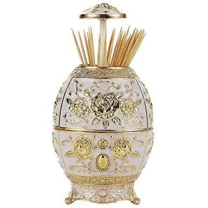 Unbranded (As show, One size) Vintage toothpick holder (gold and white), automatic pop-up Unbranded (As show, One size) Vintage toothpick holder (gold and white), automatic pop-up