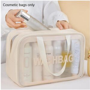 Unbranded (Beige, L) Large capacity translucent toiletry bag and cosmetic bag, portable tr Unbranded (Beige, L) Large capacity translucent toiletry bag and cosmetic bag, portable tr