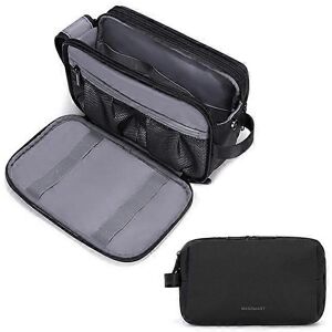 Unbranded (As show, One size) Men's waterproof PU leather wash bag (black), large trav Unbranded (As show, One size) Men's waterproof PU leather wash bag (black), large trav