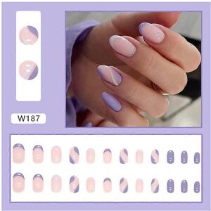 Unbranded (As show, One size) (Purple) 24pcs Coffin Fake Nails French Short Fake Nails Pin Unbranded (As show, One size) (Purple) 24pcs Coffin Fake Nails French Short Fake Nails Pin
