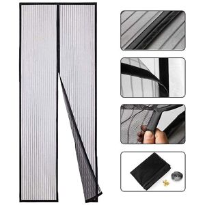 Unbranded (Black 90*210, One size) Black Magnetic Screen Door Screen - Heavy Duty Mesh, To Unbranded (Black 90*210, One size) Black Magnetic Screen Door Screen - Heavy Duty Mesh, To