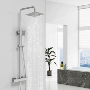 AICA Bathroom Thermostatic Exposed 8-inch Twin-Head Sliver Shower Set AICA Bathroom Thermostatic Exposed 8-inch Twin-Head Sliver Shower Set