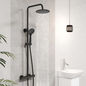 AICA Bathroom Thermostatic 8-inch Black Twin-Head Round Shower Set AICA Bathroom Thermostatic 8-inch Black Twin-Head Round Shower Set