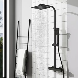 AICA Bathroom Thermostatic Exposed 8-inch Twin-Head Square Shower Set AICA Bathroom Thermostatic Exposed 8-inch Twin-Head Square Shower Set