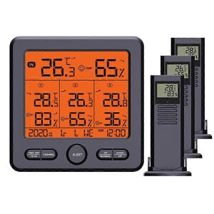 Unbranded (As show, One size) Thermometer and Hygrometer, with 3 Outdoor Sensors, Indoor a Unbranded (As show, One size) Thermometer and Hygrometer, with 3 Outdoor Sensors, Indoor a