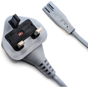 Philips 2M UK Mains Power Cable figure 8 - with 3 Amp fuse - Grey Philips 2M UK Mains Power Cable figure 8 - with 3 Amp fuse - Grey