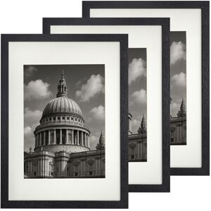 Unbranded 3-Pack A3 Picture Frames (29.7x42 cm) - Wooden Black Frames with Shatterproof Pl Unbranded 3-Pack A3 Picture Frames (29.7x42 cm) - Wooden Black Frames with Shatterproof Pl