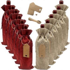Unbranded (As show, One size) 12 pieces of hessian wine gift bag+hemp rope+love tag, hessi Unbranded (As show, One size) 12 pieces of hessian wine gift bag+hemp rope+love tag, hessi