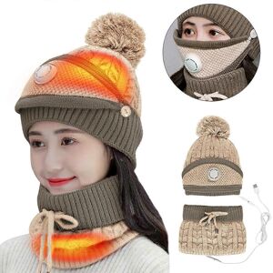 Unbranded (As show, One size) USB electric heating hat knit outdoor hat muzzle collar thre Unbranded (As show, One size) USB electric heating hat knit outdoor hat muzzle collar thre