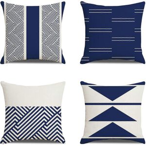 Kikidex (As show, One size) 4-Pack Decorative Square Navy and White Throw Pillow Pillow Kikidex (As show, One size) 4-Pack Decorative Square Navy and White Throw Pillow Pillow