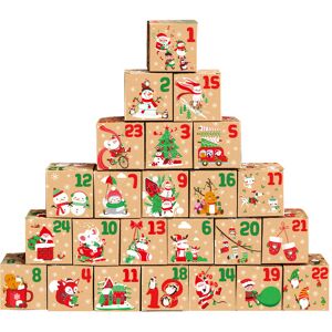 Unbranded (24pcs Gift Boxes, Vintage) 24pcs Vintage Christmas Kraft Paper Boxes DIY Advent Unbranded (24pcs Gift Boxes, Vintage) 24pcs Vintage Christmas Kraft Paper Boxes DIY Advent