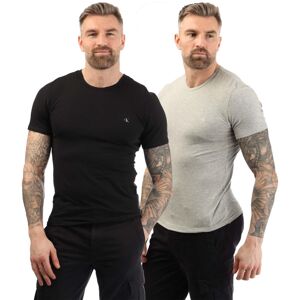 (S, Black/Grey) Calvin Klein Mens Essential Crew Neck T-Shirt (Pack of 2) (S, Black/Grey) Calvin Klein Mens Essential Crew Neck T-Shirt (Pack of 2)