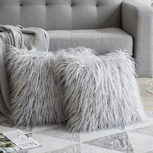 Unbranded (As show, One size) Cushion Covers Set of 2 Pieces Gray Faux Fur 40X40cm, Super Unbranded (As show, One size) Cushion Covers Set of 2 Pieces Gray Faux Fur 40X40cm, Super