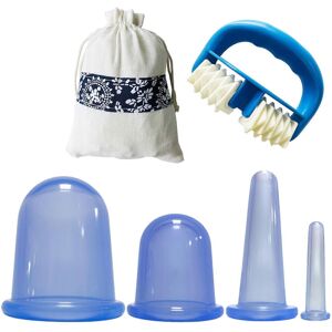 Unbranded (As show, One size) 4pcs blue Vacuum Cups + Massage Roller Silicone Cupping Set, Unbranded (As show, One size) 4pcs blue Vacuum Cups + Massage Roller Silicone Cupping Set,