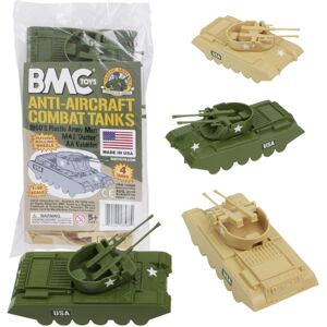 BMC Toys BMC Classic Payton Anti-Aircraft Tanks - 4pc Tan Green Plastic Army Men Vehicles BMC Toys BMC Classic Payton Anti-Aircraft Tanks - 4pc Tan Green Plastic Army Men Vehicles