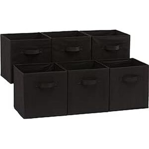 Amazon Basics Collapsible Fabric Storage Cube/Organiser with Handles, Pack of 6, Amazon Basics Collapsible Fabric Storage Cube/Organiser with Handles, Pack of 6,