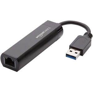 Amazon Basics USB 3.0 to 10/100/1000 Gigabit Ethernet Internet Adapter, Black, 1 Amazon Basics USB 3.0 to 10/100/1000 Gigabit Ethernet Internet Adapter, Black, 1