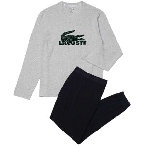 (XS, Navy/Grey) Lacoste Mens Fitted Long-Sleeved Pyjama Set (XS, Navy/Grey) Lacoste Mens Fitted Long-Sleeved Pyjama Set