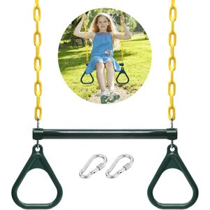 Unbranded Trapeze Swing Bar and Rings Heavy Duty Playground Swing Set with 47'' Plastic Co Unbranded Trapeze Swing Bar and Rings Heavy Duty Playground Swing Set with 47'' Plastic Co