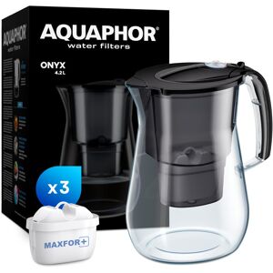 AQUAPHOR Onyx Black Water Filter Jug - Counter Top Design with 4.2L Capacity, 3 AQUAPHOR Onyx Black Water Filter Jug - Counter Top Design with 4.2L Capacity, 3
