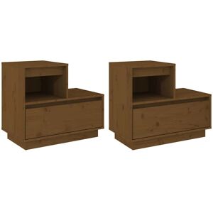 (honey brown, 2) vidaXL 1/2x Solid Wood Pine Bedside Cabinet Indoor Nightstand M (honey brown, 2) vidaXL 1/2x Solid Wood Pine Bedside Cabinet Indoor Nightstand M