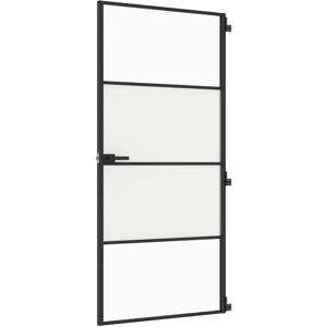 vidaXL Interior Door Slim Sliding Door Black Tempered Glass and Aluminium vidaXL Interior Door Slim Sliding Door Black Tempered Glass and Aluminium