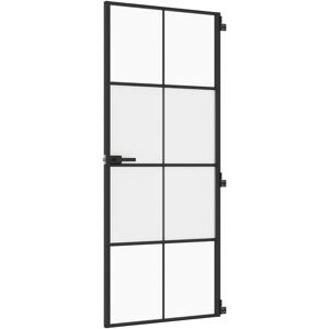 vidaXL Interior Door Slim Sliding Door Black Tempered Glass and Aluminium vidaXL Interior Door Slim Sliding Door Black Tempered Glass and Aluminium