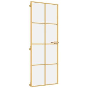 vidaXL Interior Door Slim Sliding Door Golden Tempered Glass and Aluminium vidaXL Interior Door Slim Sliding Door Golden Tempered Glass and Aluminium