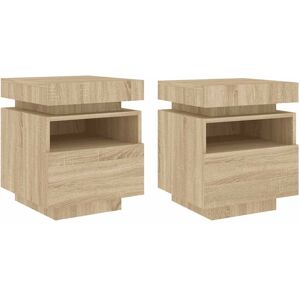 (sonoma oak) vidaXL Bedside Cabinets with LED Lights Nightstand Bed Table Side C (sonoma oak) vidaXL Bedside Cabinets with LED Lights Nightstand Bed Table Side C