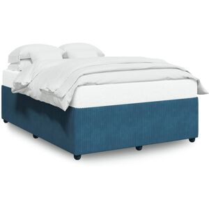 vidaXL Bed Frame Blue 140x190 cm Velvet - Bed Frame vidaXL Bed Frame Blue 140x190 cm Velvet - Bed Frame