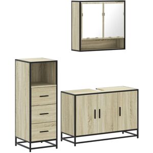 (sonoma oak) vidaXL 3 Piece Bathroom Furniture Set Smoked Oak Engineered Wood (sonoma oak) vidaXL 3 Piece Bathroom Furniture Set Smoked Oak Engineered Wood