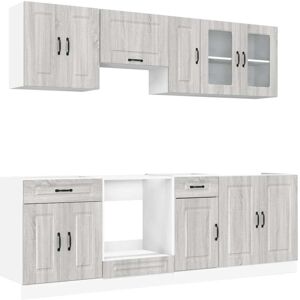 (grey sonoma) vidaXL 8 Piece Kitchen Cabinet Set Kalmar Grey Sonoma Engineered W (grey sonoma) vidaXL 8 Piece Kitchen Cabinet Set Kalmar Grey Sonoma Engineered W
