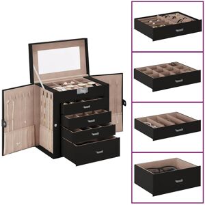 (black, 5-layer) vidaXL Jewellery Box 5-Layer with Mirror Lockable White jewelry (black, 5-layer) vidaXL Jewellery Box 5-Layer with Mirror Lockable White jewelry