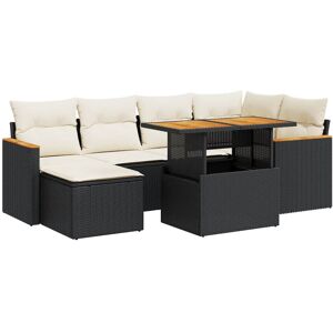 (black and cream) vidaXL 7 Piece Garden Sofa Set with Cushions Beige Poly Rattan (black and cream) vidaXL 7 Piece Garden Sofa Set with Cushions Beige Poly Rattan