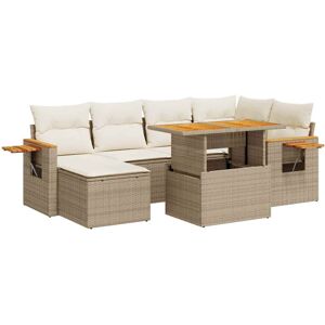 (beige and cream) vidaXL 7 Piece Garden Sofa Set with Cushions Black Poly Rattan (beige and cream) vidaXL 7 Piece Garden Sofa Set with Cushions Black Poly Rattan