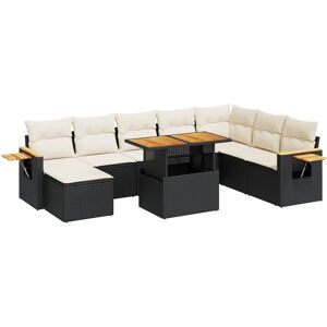 (black and cream) vidaXL 7 Piece Garden Sofa Set with Cushions Black Poly Rattan (black and cream) vidaXL 7 Piece Garden Sofa Set with Cushions Black Poly Rattan