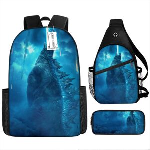 Bonxaif (Style -43) 3pcs Cartoon Anime Godzilla Shoulder Bag Pencil Case Kids School Pac Bonxaif (Style -43) 3pcs Cartoon Anime Godzilla Shoulder Bag Pencil Case Kids School Pac