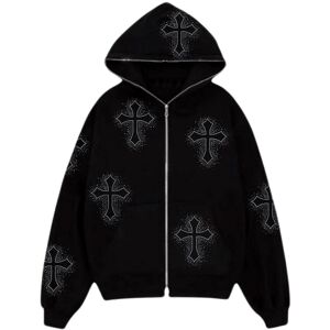 Unbranded (XL, One size) Boyfriend Style Sweatshirt Punk Zipper Up Hoodies Coat Gothic for Unbranded (XL, One size) Boyfriend Style Sweatshirt Punk Zipper Up Hoodies Coat Gothic for