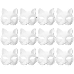 Kikidex (As show, One size) 12pcs Blank Mask Cat Masks Costume Cosplay Mask Kindergarten Kikidex (As show, One size) 12pcs Blank Mask Cat Masks Costume Cosplay Mask Kindergarten