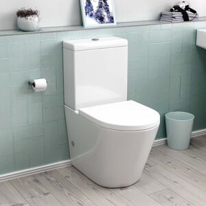 NES Home Modern Round Rimless Closed Coupled WC Toilet With Cistern And Soft Close Seat NES Home Modern Round Rimless Closed Coupled WC Toilet With Cistern And Soft Close Seat