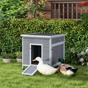 PawHut Wooden Duck House, Poultry Coop w/ Double Doors, Openable Roof, Grey PawHut Wooden Duck House, Poultry Coop w/ Double Doors, Openable Roof, Grey