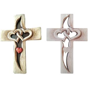Unbranded (Red heart, One size) Carved Wooden Grain Acrylic for Cross Intertwined Hearts C Unbranded (Red heart, One size) Carved Wooden Grain Acrylic for Cross Intertwined Hearts C