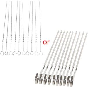 Unbranded (As show, One size) Metal Flat Meat Skewers Set of 10 Grilling Sticks Wide Rod S Unbranded (As show, One size) Metal Flat Meat Skewers Set of 10 Grilling Sticks Wide Rod S