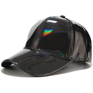 Unbranded (Black, One size) Imitation Leather Baseball Cap Holographic Rainbow Shiny Metal Unbranded (Black, One size) Imitation Leather Baseball Cap Holographic Rainbow Shiny Metal